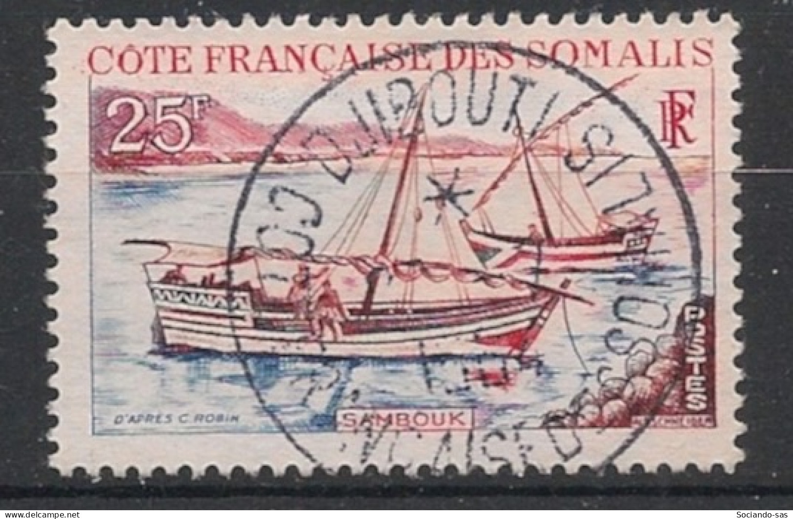 COTE DES SOMALIS - 1964 - N°YT. 321 - Voilier 25f - Oblitéré / Used - Gebruikt