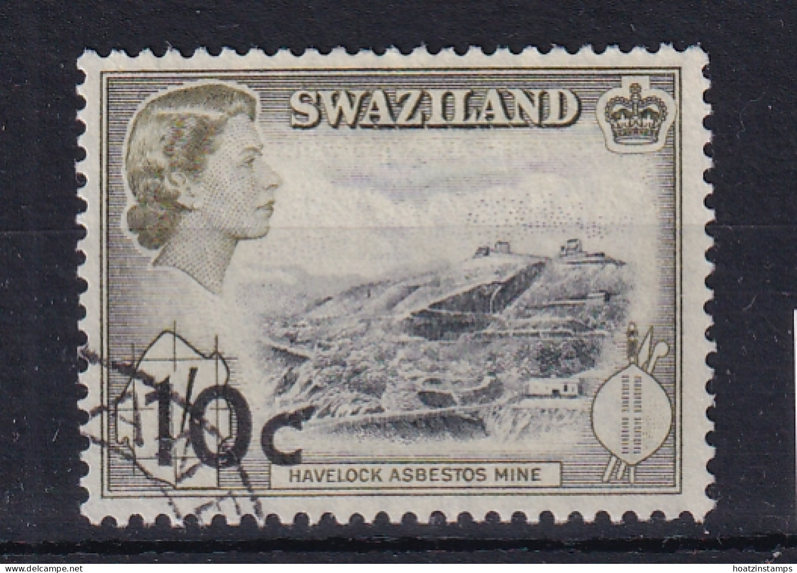 Swaziland: 1961   QE II - Decimal Currency Surcharge   SG73   10c On 1/-     Used - Swaziland (...-1967)