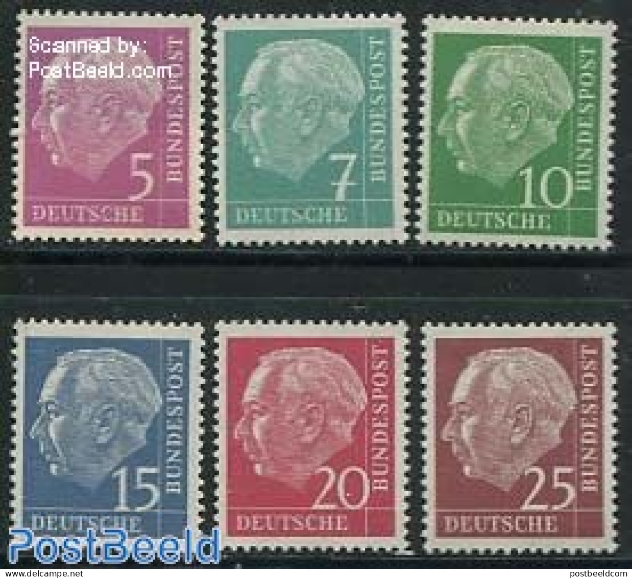Germany, Federal Republic 1954 Definitives Fluorescent 6v, Mint NH - Neufs
