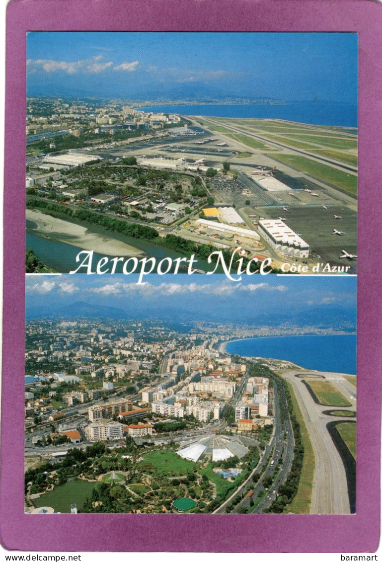 06 NICE   Aéroport  Vue Aérienne  2 Vues - Transport Aérien - Aéroport