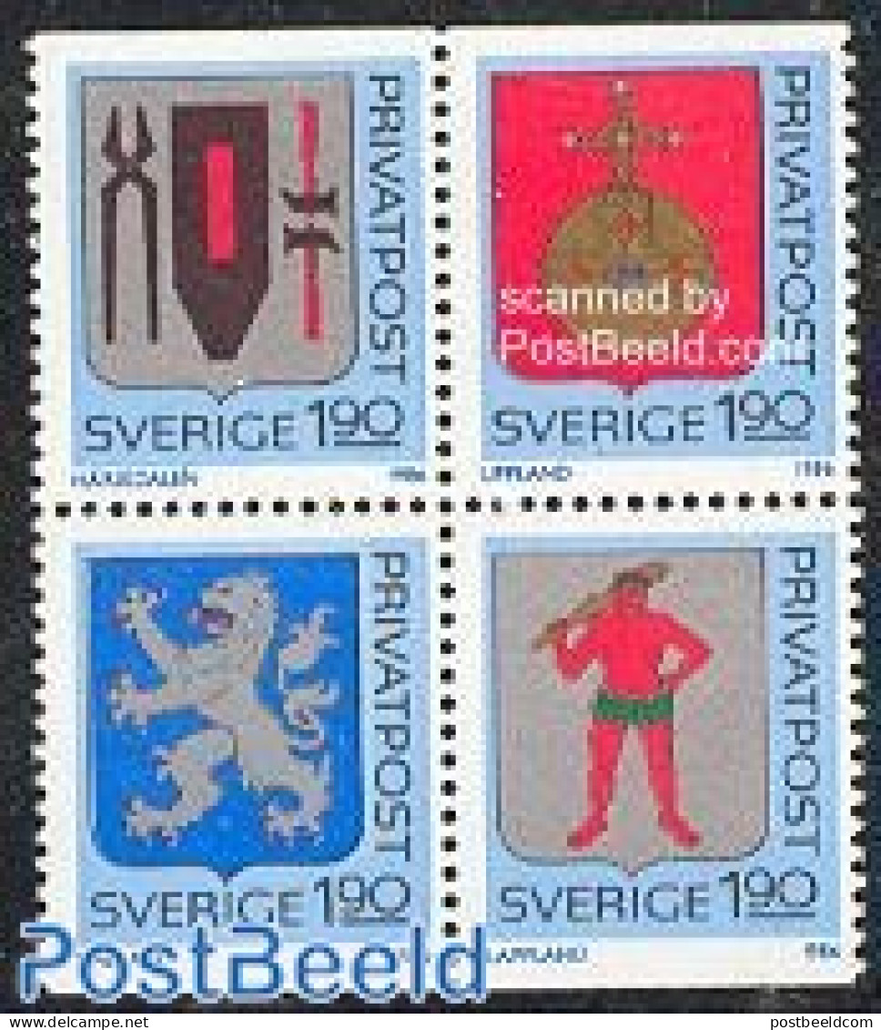 Sweden 1986 Provincial Coat Of Arms 4v [+], Mint NH, History - Coat Of Arms - Ongebruikt