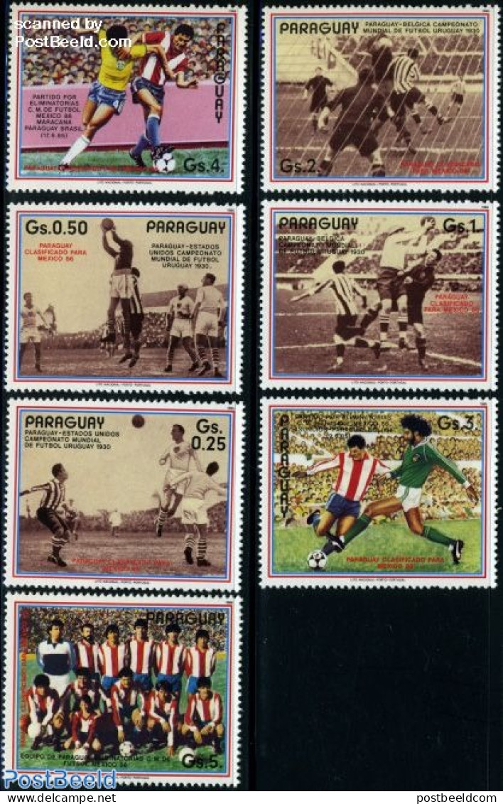 Paraguay 1986 World Cup Football Mexico 7v, Mint NH, Sport - Football - Paraguay