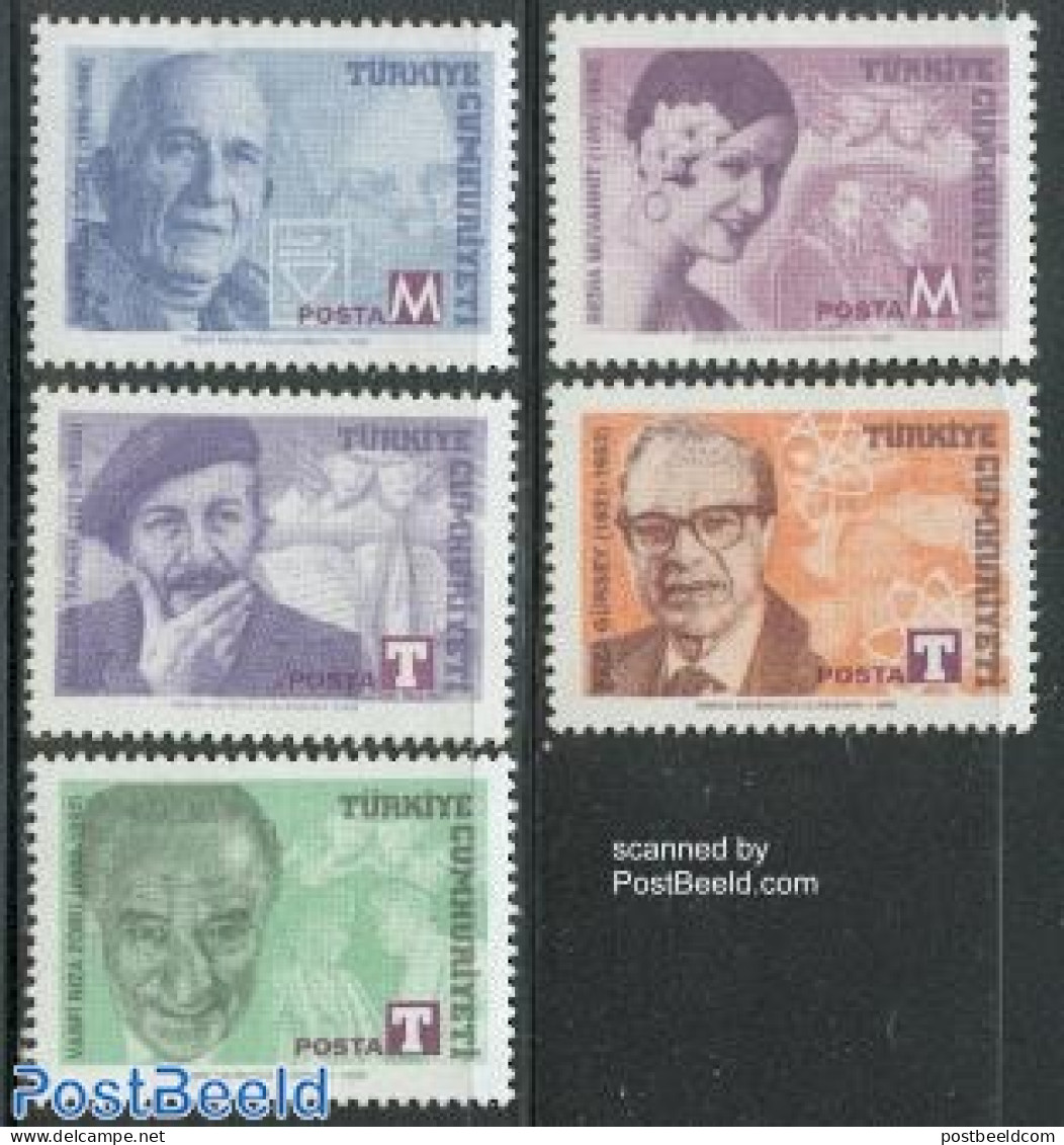 Türkiye 1998 Famous Persons 5v, Mint NH, Performance Art - Science - Theatre - Physicians - Art - Authors - Andere & Zonder Classificatie