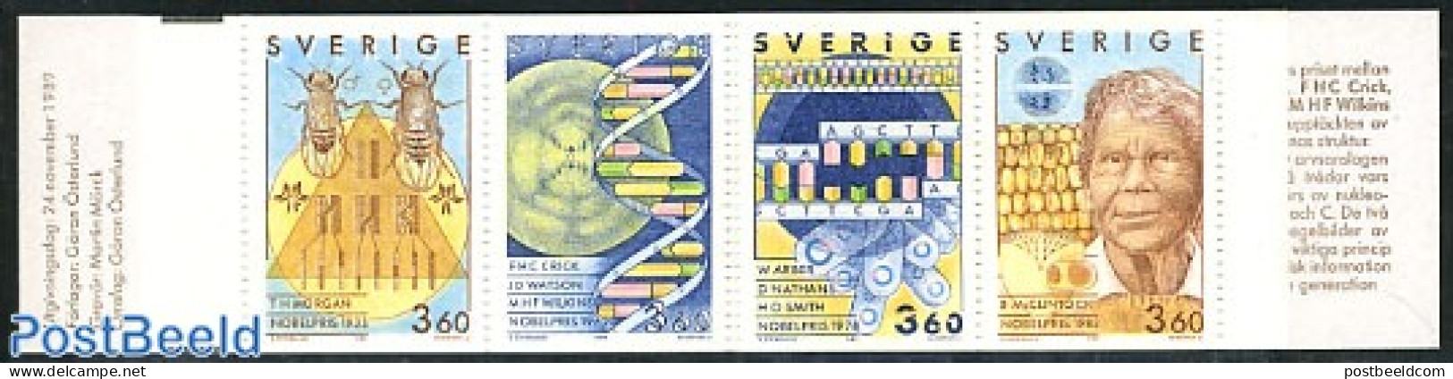 Sweden 1989 Nobel Prize Winners Booklet, Mint NH, History - Nature - Science - Nobel Prize Winners - Insects - Chemist.. - Unused Stamps