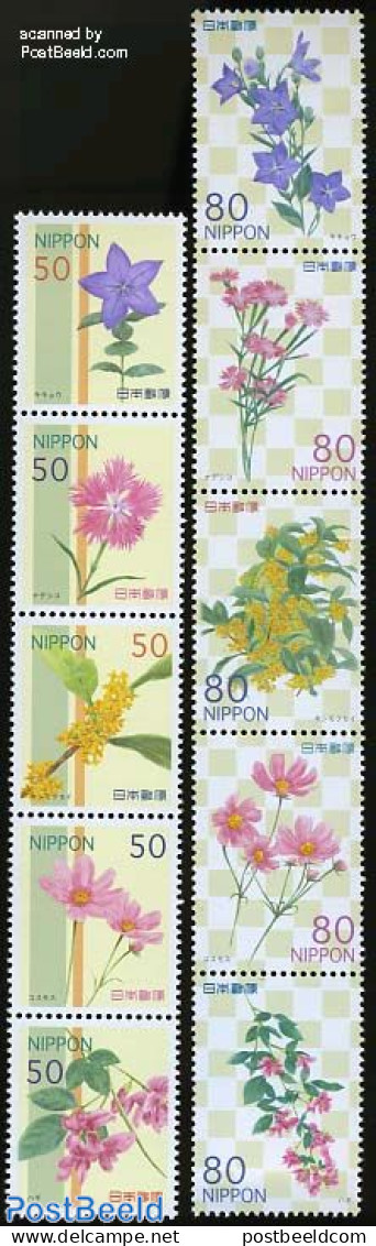 Japan 2011 Flowers 10v (2x [::::]), Mint NH, Nature - Flowers & Plants - Unused Stamps