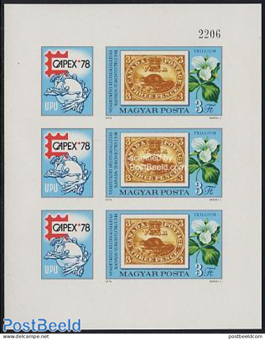 Hungary 1978 CAPEX 78 M/s Imperforated, Mint NH, Nature - Animals (others & Mixed) - Flowers & Plants - Philately - St.. - Ungebraucht