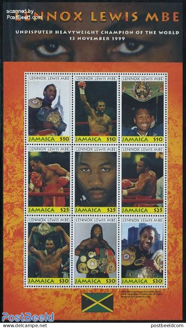 Jamaica 2000 Lennox Lewis 9v M/s, Mint NH, Sport - Boxing - Sport (other And Mixed) - Pugilato