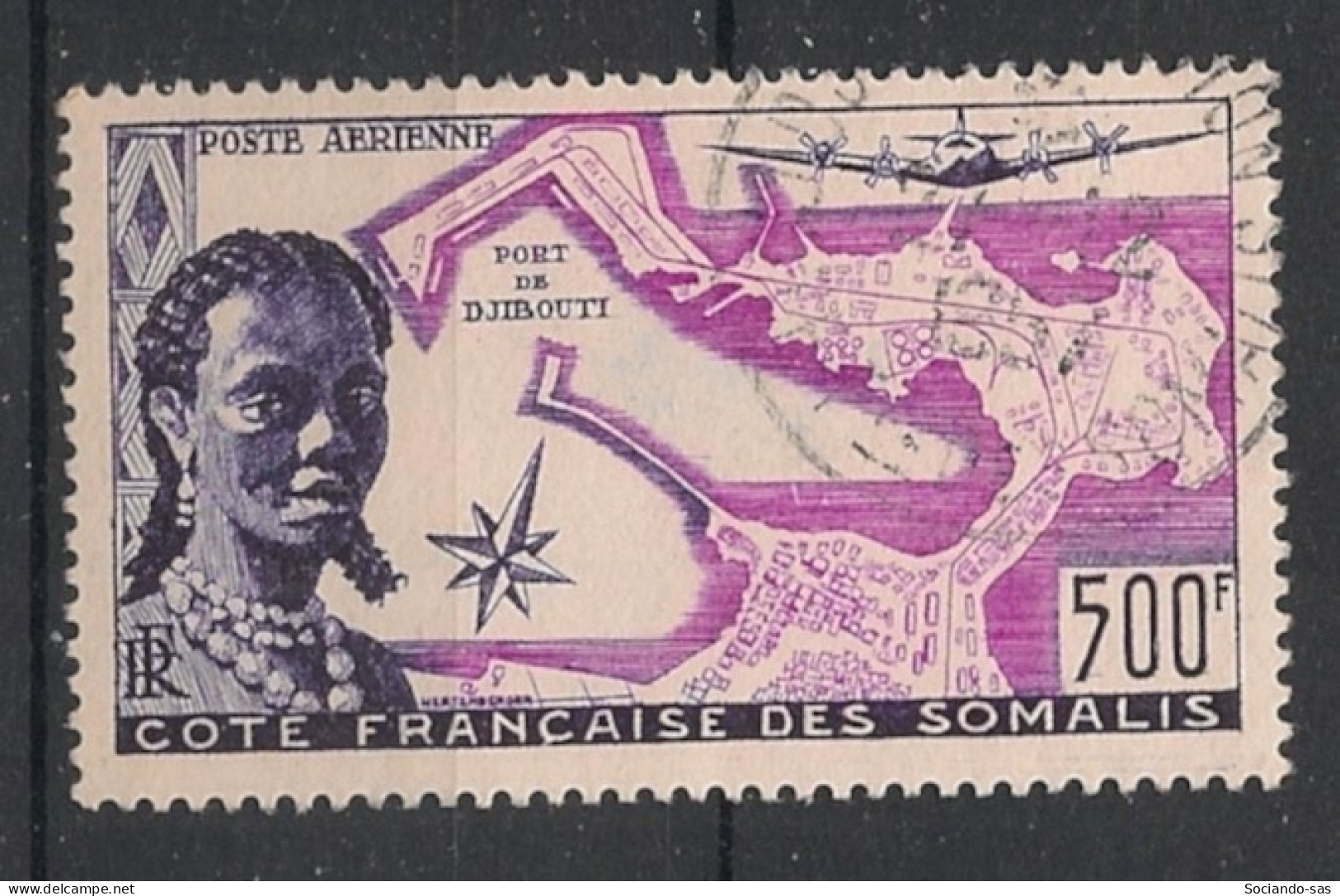 COTE DES SOMALIS - 1956 - Poste Aérienne PA N°YT. 25 - Port De Djibouti - Oblitéré / Used - Gebruikt