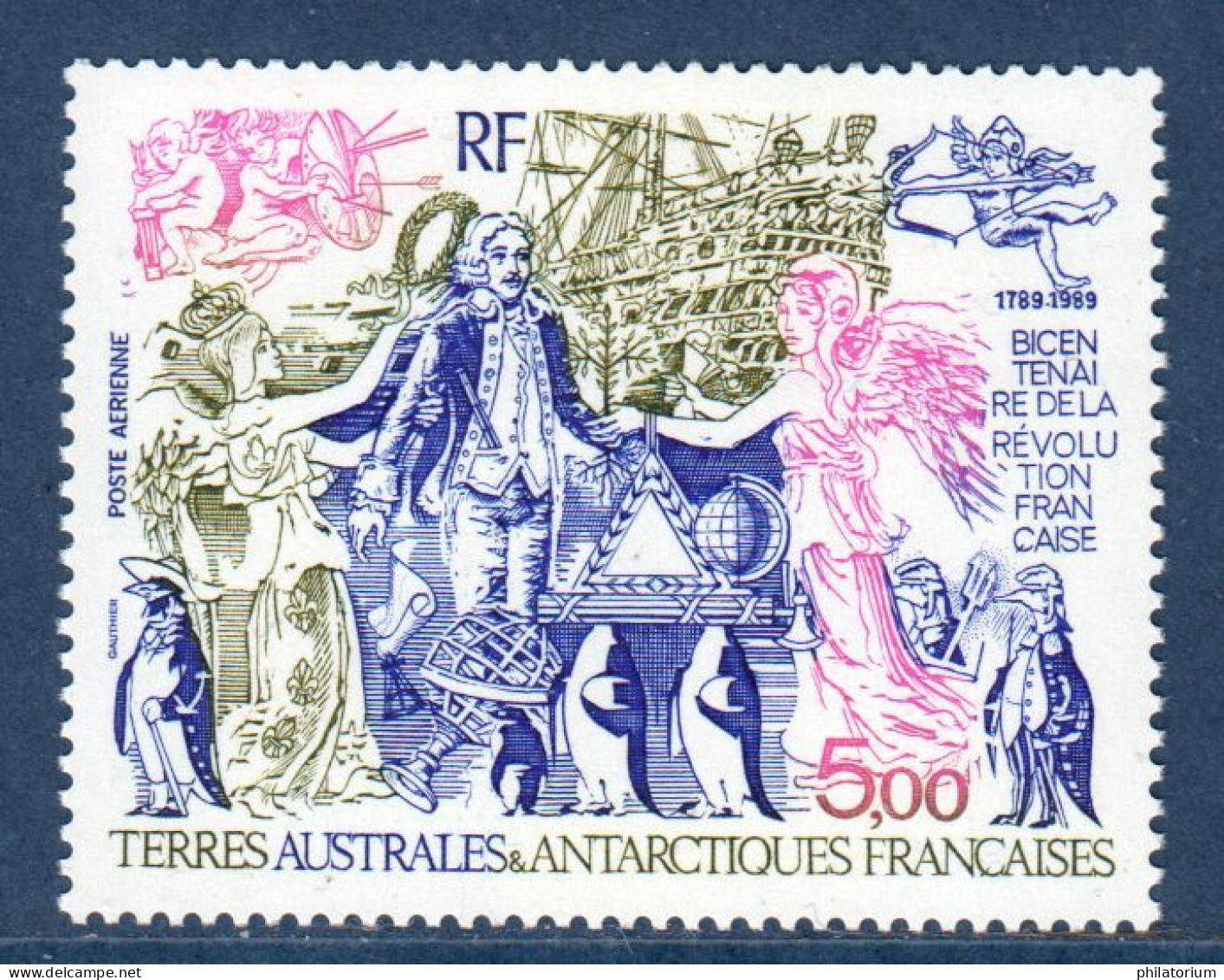 TAAF, **,  Yv PA 107, Mi 256, SG 256, Bicentenaire De La Révolution Française, - Airmail