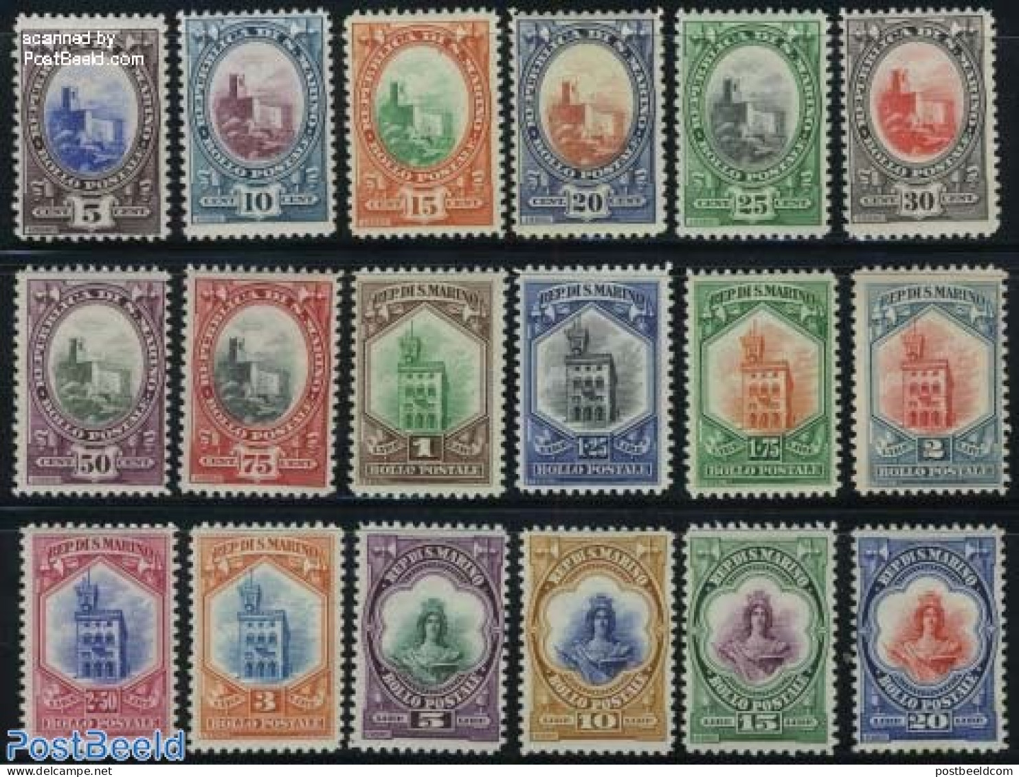 San Marino 1929 National Symbols 18v, Mint NH - Nuevos