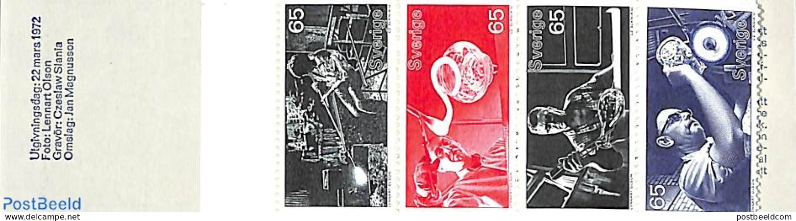 Sweden 1972 Glass Art Booklet, Mint NH, Stamp Booklets - Art - Art & Antique Objects - Handicrafts - Unused Stamps