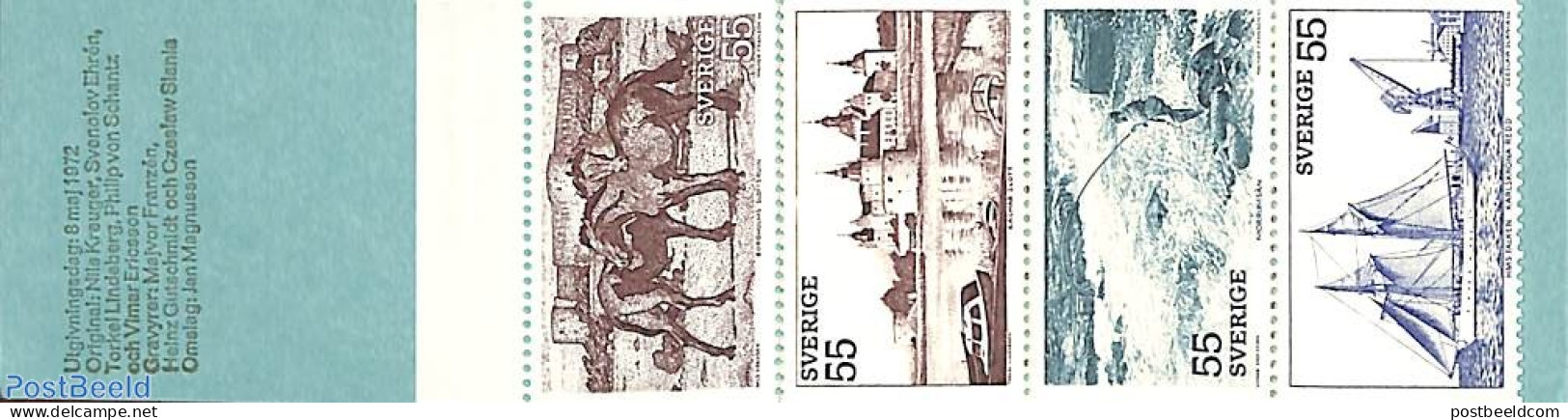 Sweden 1972 Tourism Booklet, Mint NH, Nature - Transport - Various - Fishing - Horses - Stamp Booklets - Ships And Boa.. - Unused Stamps