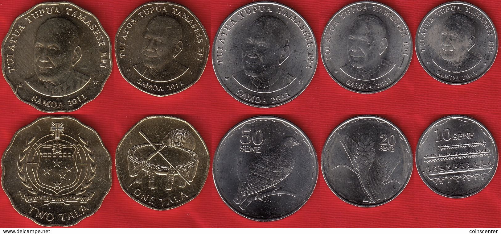 Samoa Set Of 5 Coins: 10 Sene - 2 Tala 2011 UNC - Samoa