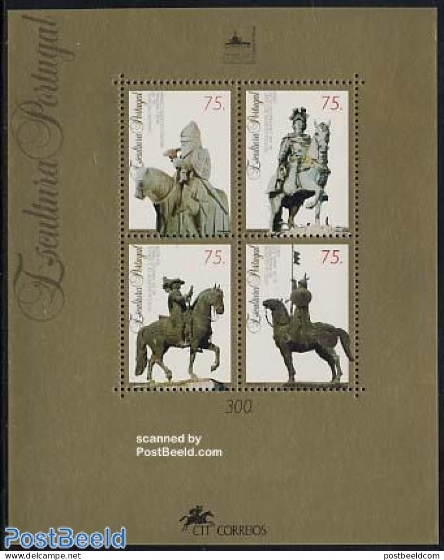 Portugal 1995 Sculptures S/s, Mint NH, Nature - Horses - Art - Sculpture - Unused Stamps