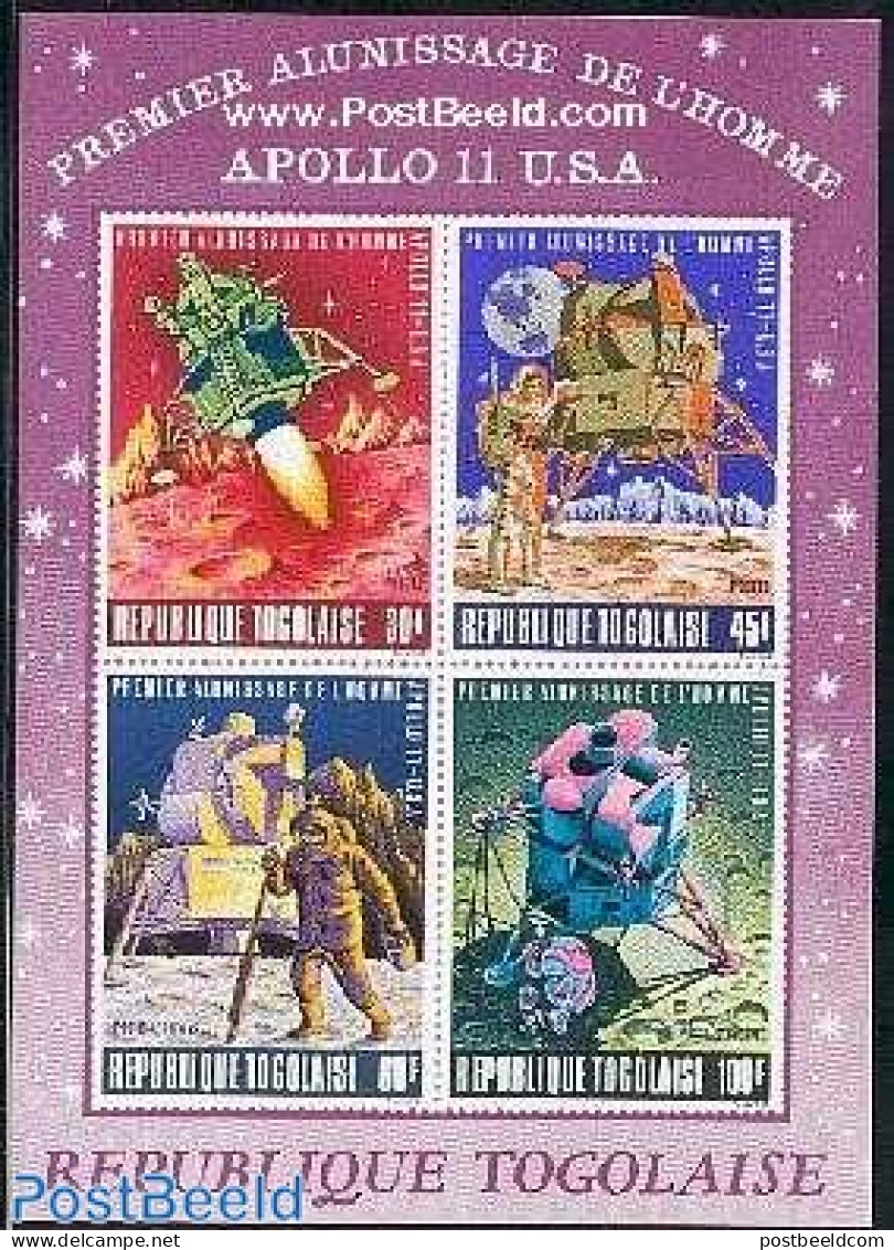 Togo 1969 Moonlanding S/s (violet Text On Borders), Mint NH, Transport - Space Exploration - Togo (1960-...)