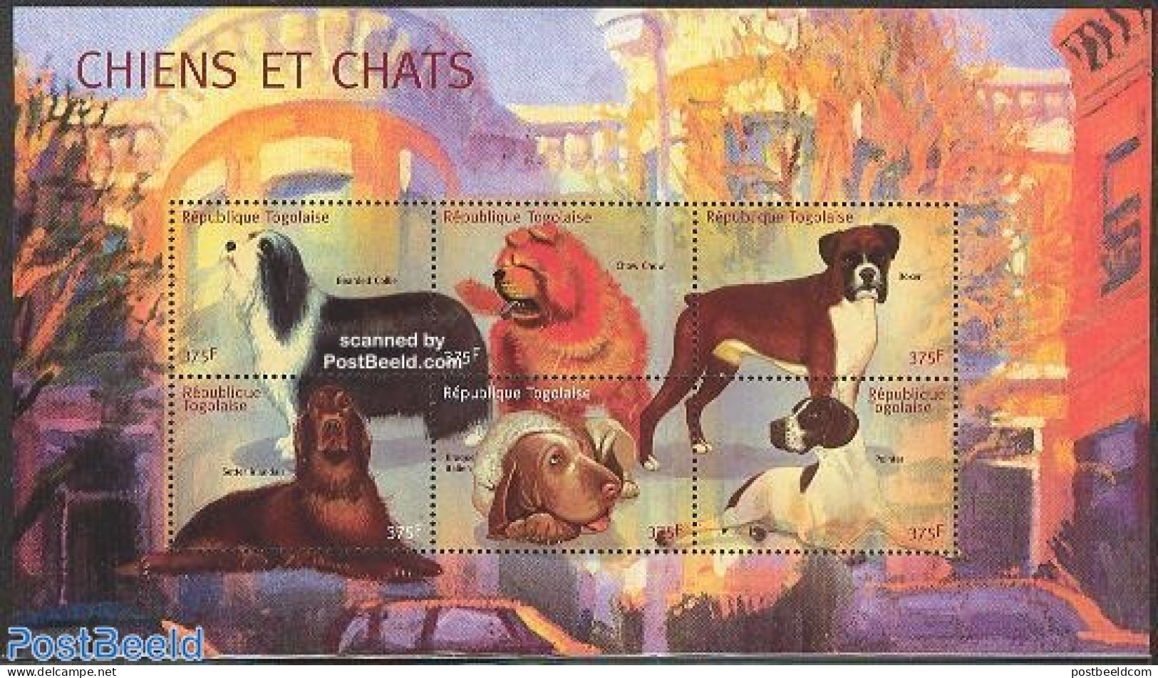 Togo 2001 Dogs 6v M/s, Bearded Collie, Mint NH, Nature - Dogs - Togo (1960-...)