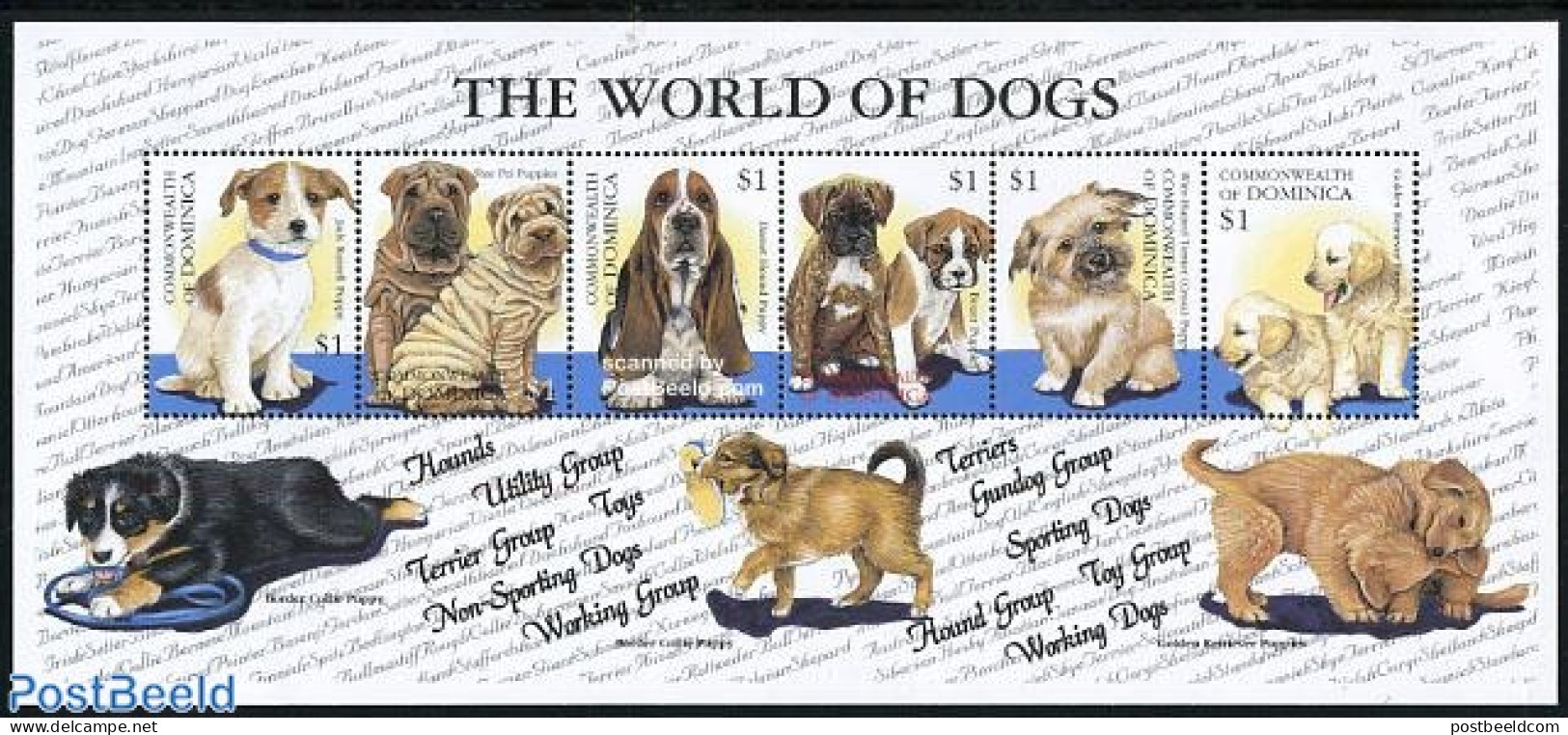 Dominica 2000 Dogs 6v M/s, Mint NH, Nature - Dogs - Dominicaanse Republiek