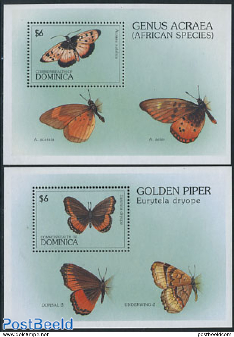 Dominica 1997 Butterflies 2 S/s, Mint NH, Nature - Butterflies - Repubblica Domenicana