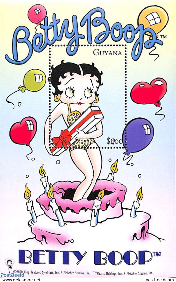 Guyana 2000 Betty Boop With Present Box S/s, Mint NH, Art - Comics (except Disney) - Bandes Dessinées