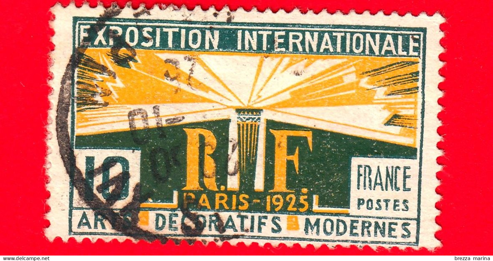 FRANCIA - Usato - 1925 - Mostra D'arte, Parigi - Torcia - 10 - Oblitérés