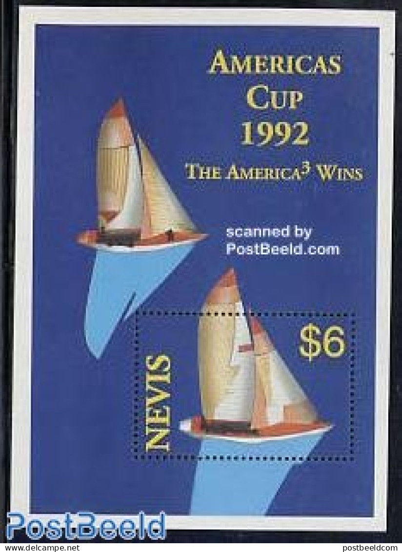 Nevis 1993 Americas Cup S/s, Mint NH, Sport - Transport - Sailing - Ships And Boats - Voile