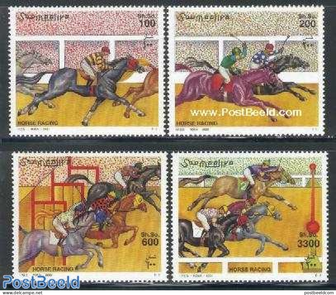 Somalia 2000 Horse Racing 4v, Mint NH, Nature - Sport - Horses - Sport (other And Mixed) - Somalia (1960-...)