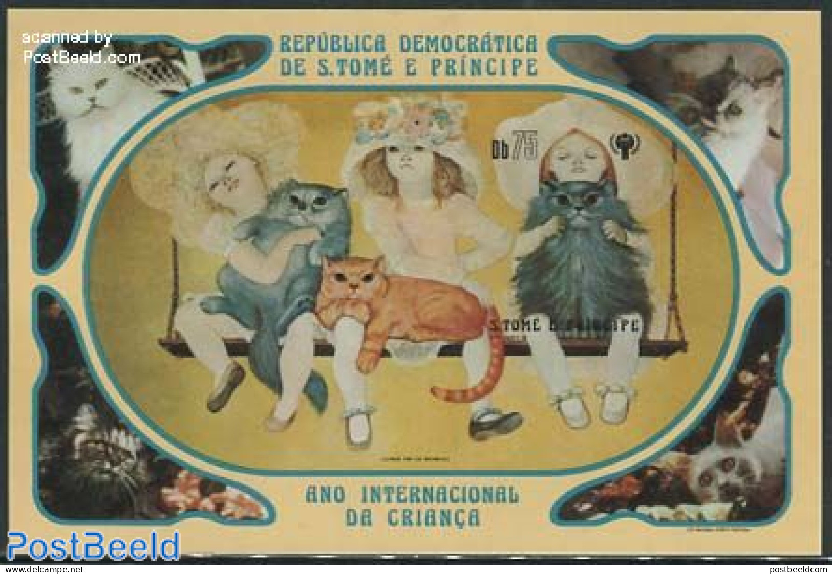 Sao Tome/Principe 1981 Year Of The Child, Cats S/s Imperforated, Mint NH, Nature - Various - Cats - Toys & Children's .. - Sao Tome And Principe