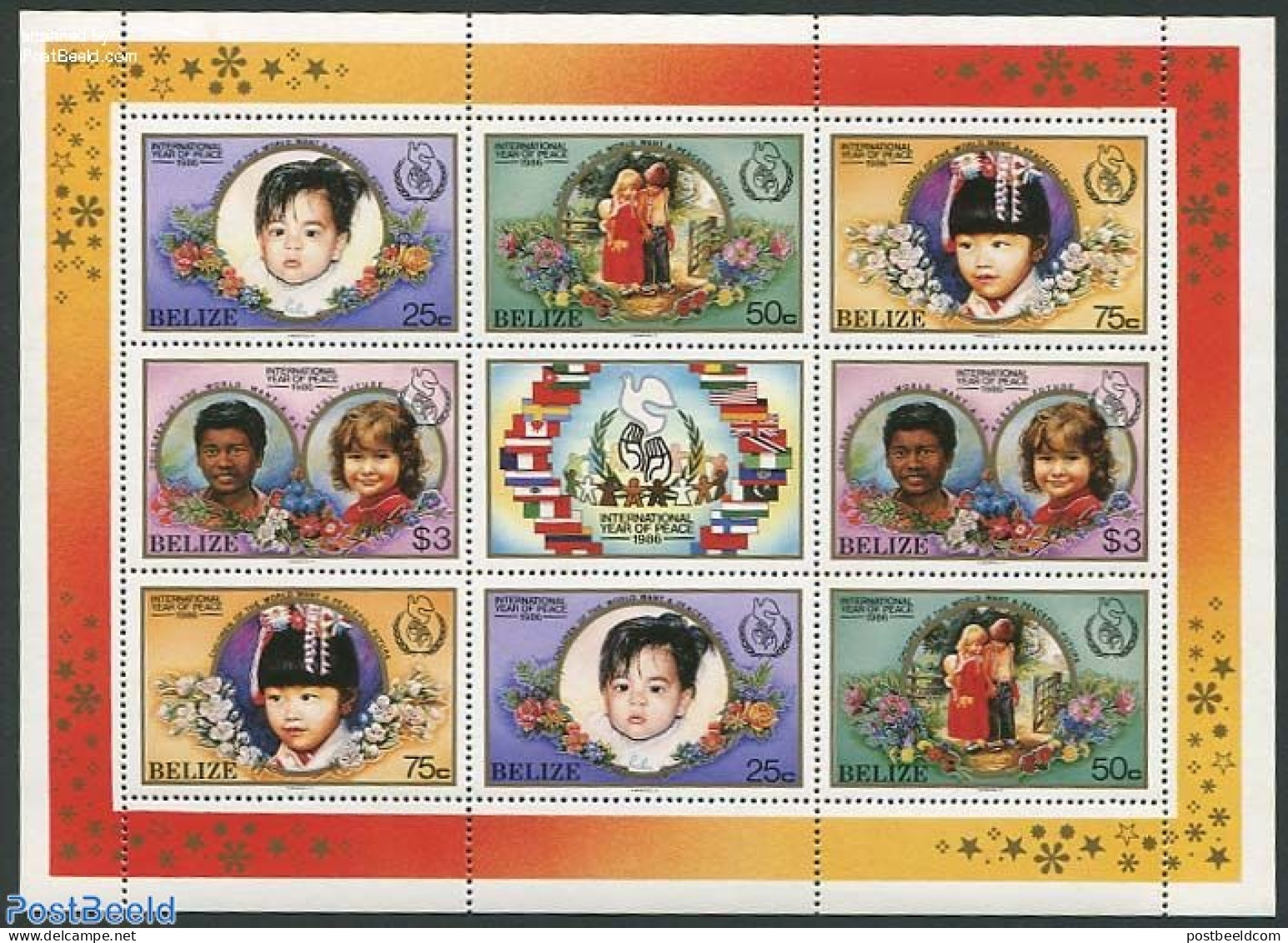 Belize/British Honduras 1986 Int. Year Of Peace M/s (with 2 Sets), Mint NH, History - Nature - Peace - Flowers & Plants - Honduras Británica (...-1970)