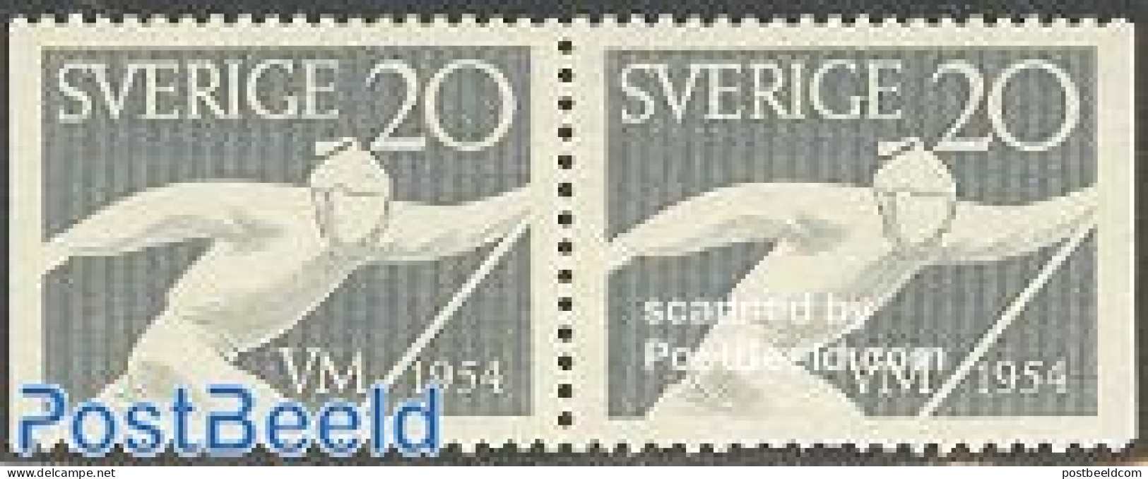 Sweden 1954 Skiing Booklet Pair, Mint NH, Sport - Skiing - Unused Stamps