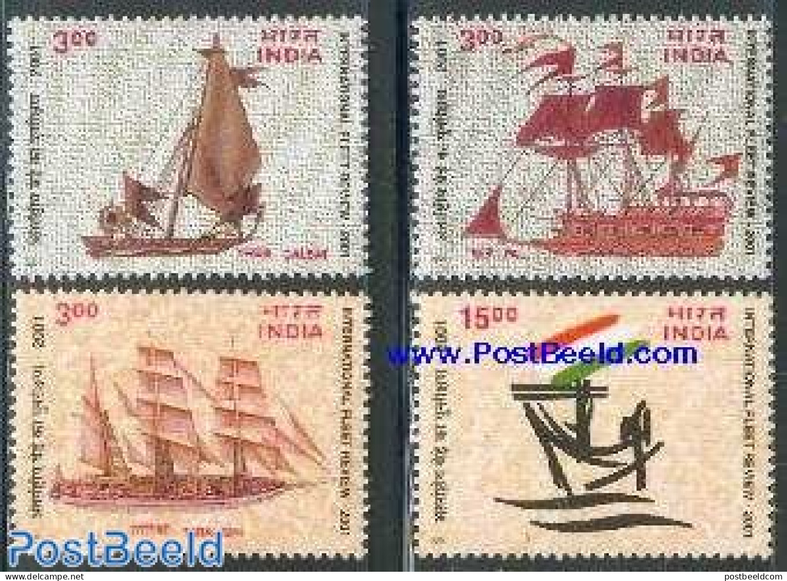India 2001 Int. Fleet Review 4v, Mint NH, Transport - Ships And Boats - Unused Stamps