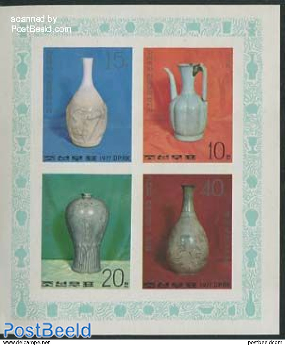 Korea, North 1977 Porcelain 4v M/s Imperforated, Mint NH, Art - Art & Antique Objects - Ceramics - Porcellana