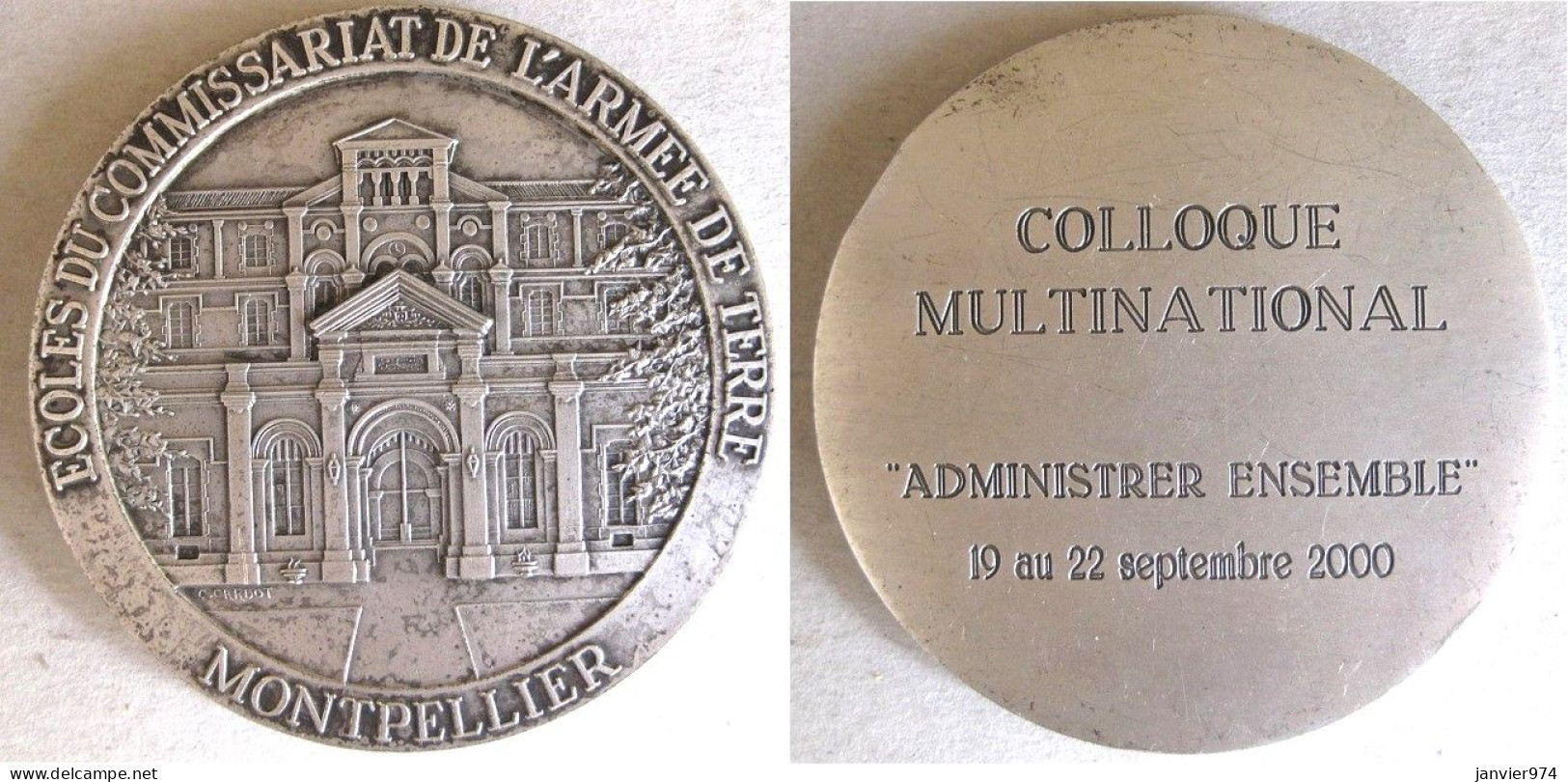 Médaille En Bronze Argentée  École Du Commissariat De L'Armée De Terre – Montpellier, Par CARDOT - Other & Unclassified