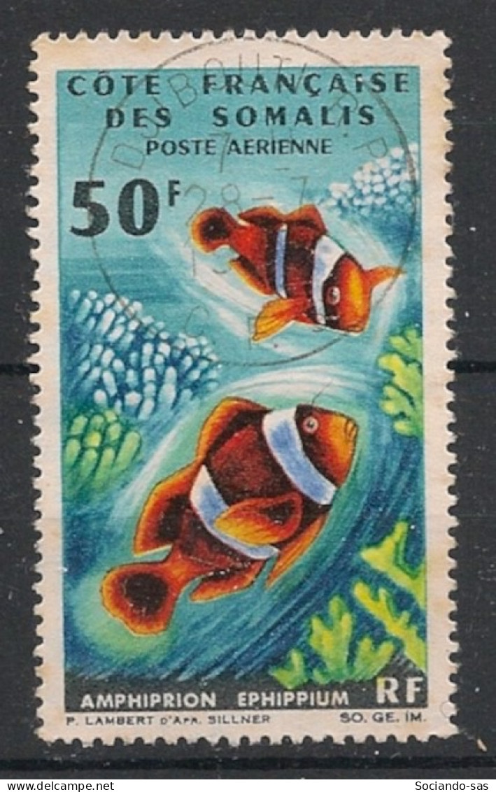 COTE DES SOMALIS - 1966 - Poste Aérienne PA N°YT. 52 - Poisson 50f - Oblitéré / Used - Gebraucht