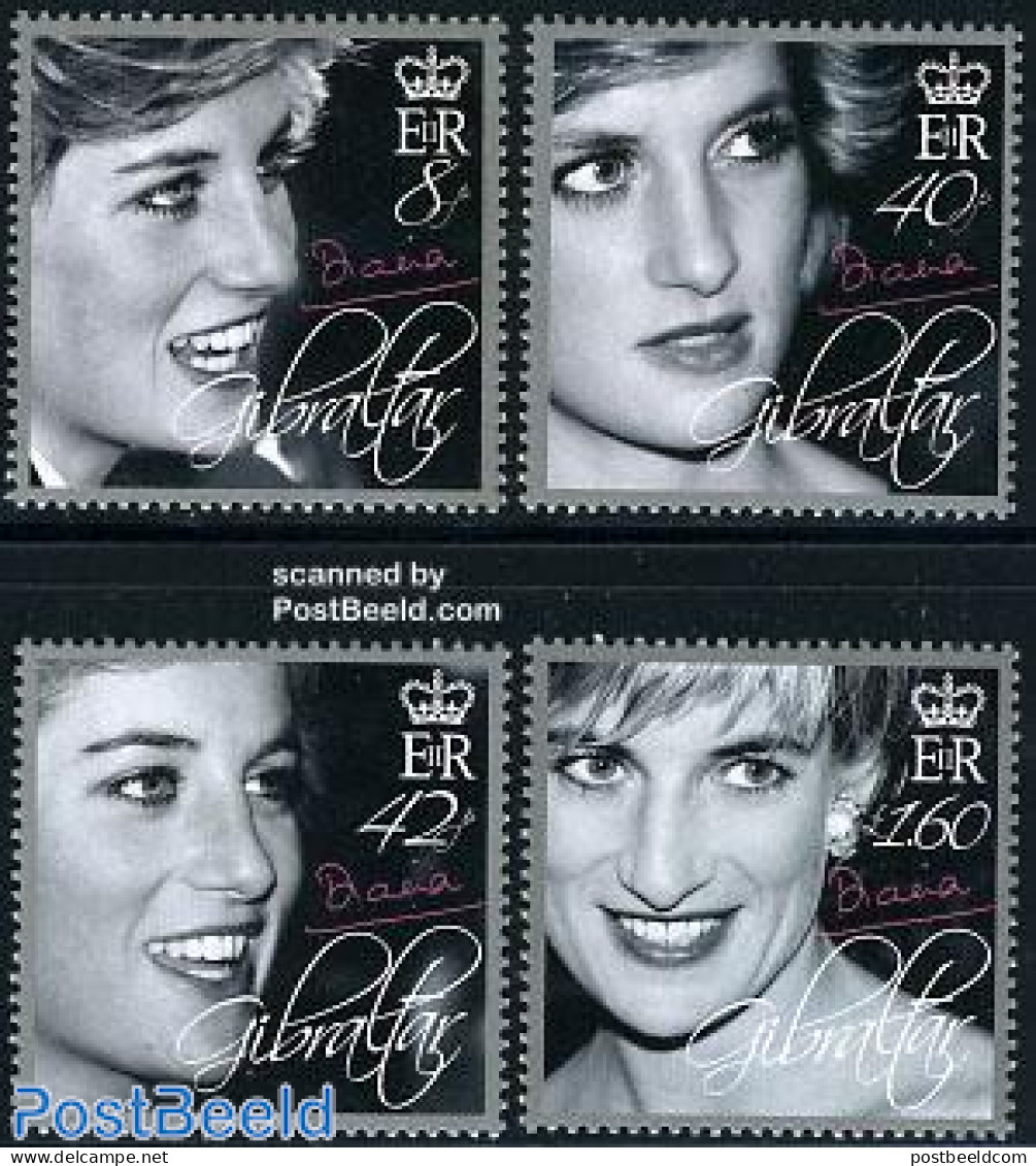Gibraltar 2007 10 Years Death Of Diana 4v, Mint NH, History - Charles & Diana - Kings & Queens (Royalty) - Familias Reales