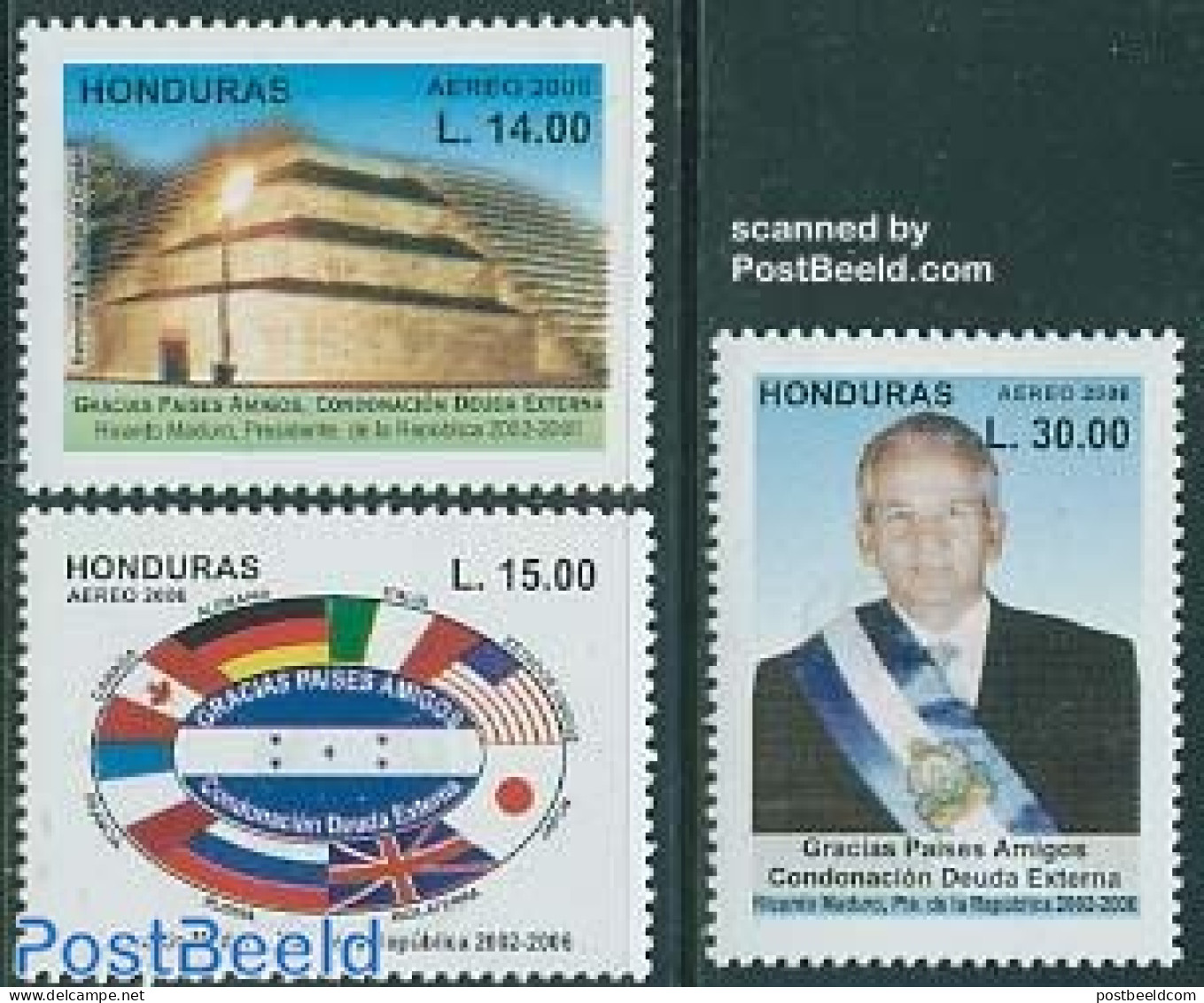 Honduras 2006 Ricardo Maduro 3v, Mint NH, History - Flags - Politicians - Honduras