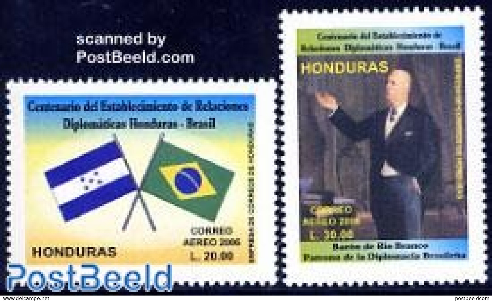 Honduras 2006 Diplomatic Relations With Brazil 2v, Mint NH, History - Flags - Honduras
