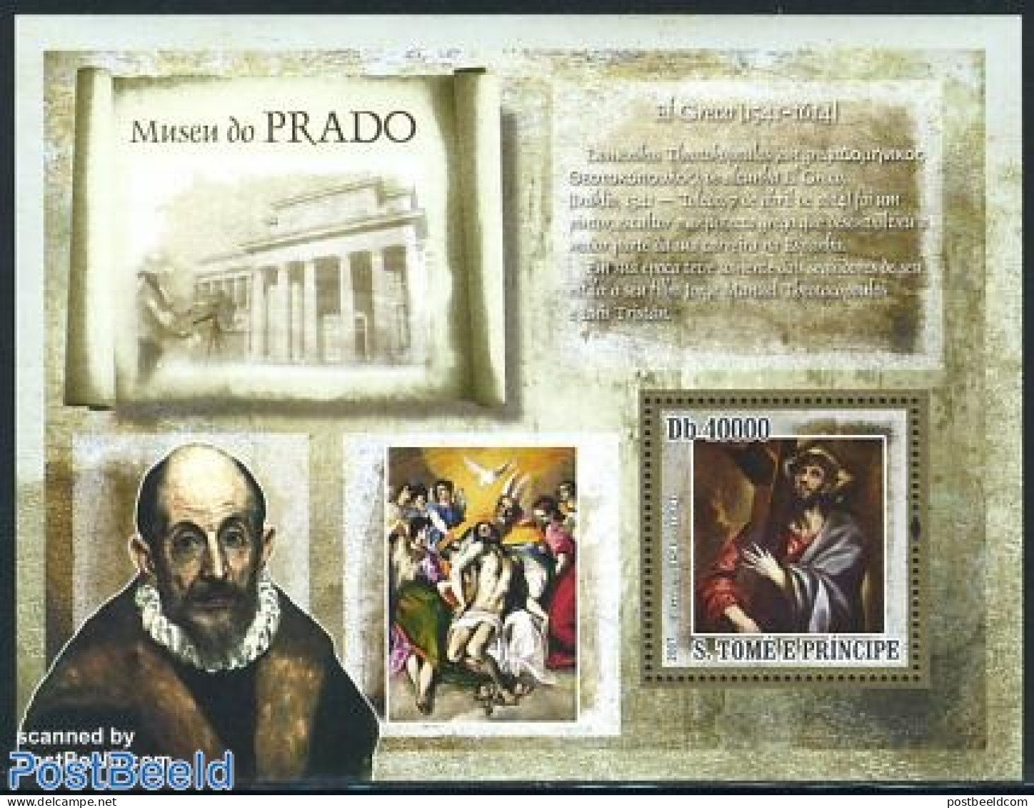 Sao Tome/Principe 2007 Prado, El Greco S/s, Mint NH, Art - Museums - Paintings - Musées