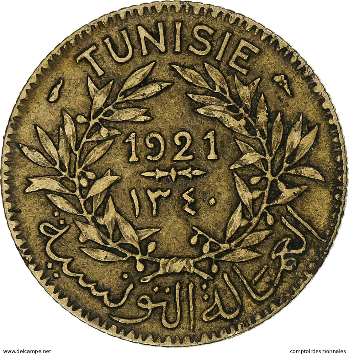 Tunisie, 1 Franc, 1921, Bronze-Aluminium, TTB - Túnez