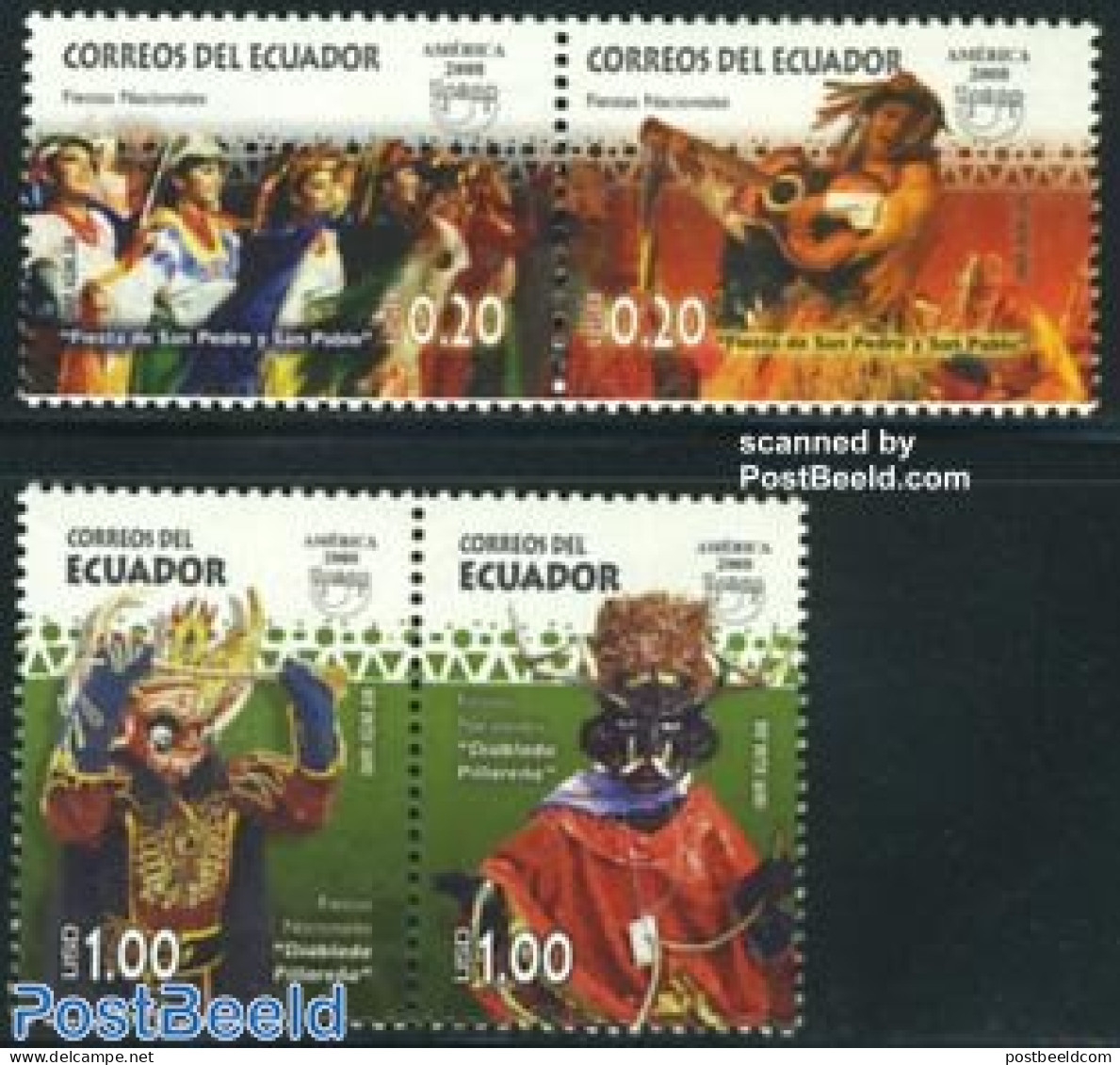 Ecuador 2008 Festivals 4v (2x[:]), Mint NH, Performance Art - Various - Dance & Ballet - U.P.A.E. - Folklore - Baile