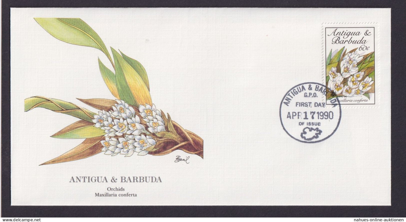 Antigua & Barbuda Kleine Antillen Flora Pflazen Orchideen Schöner Künstler Brief - Antigua And Barbuda (1981-...)