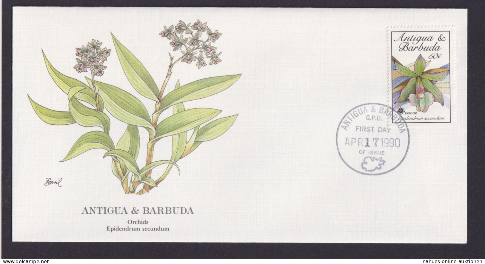 Antigua & Barbuda Kleine Antillen Flora Pflanzen Epidendrum Schöner Brief - Antigua And Barbuda (1981-...)