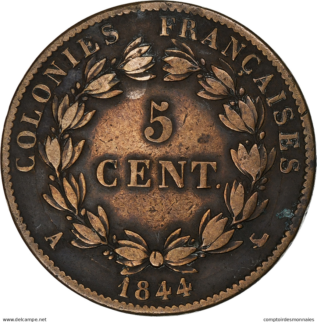 Colonies Françaises, Louis - Philippe, 5 Centimes, 1844, Paris, Bronze, TTB - Sonstige & Ohne Zuordnung