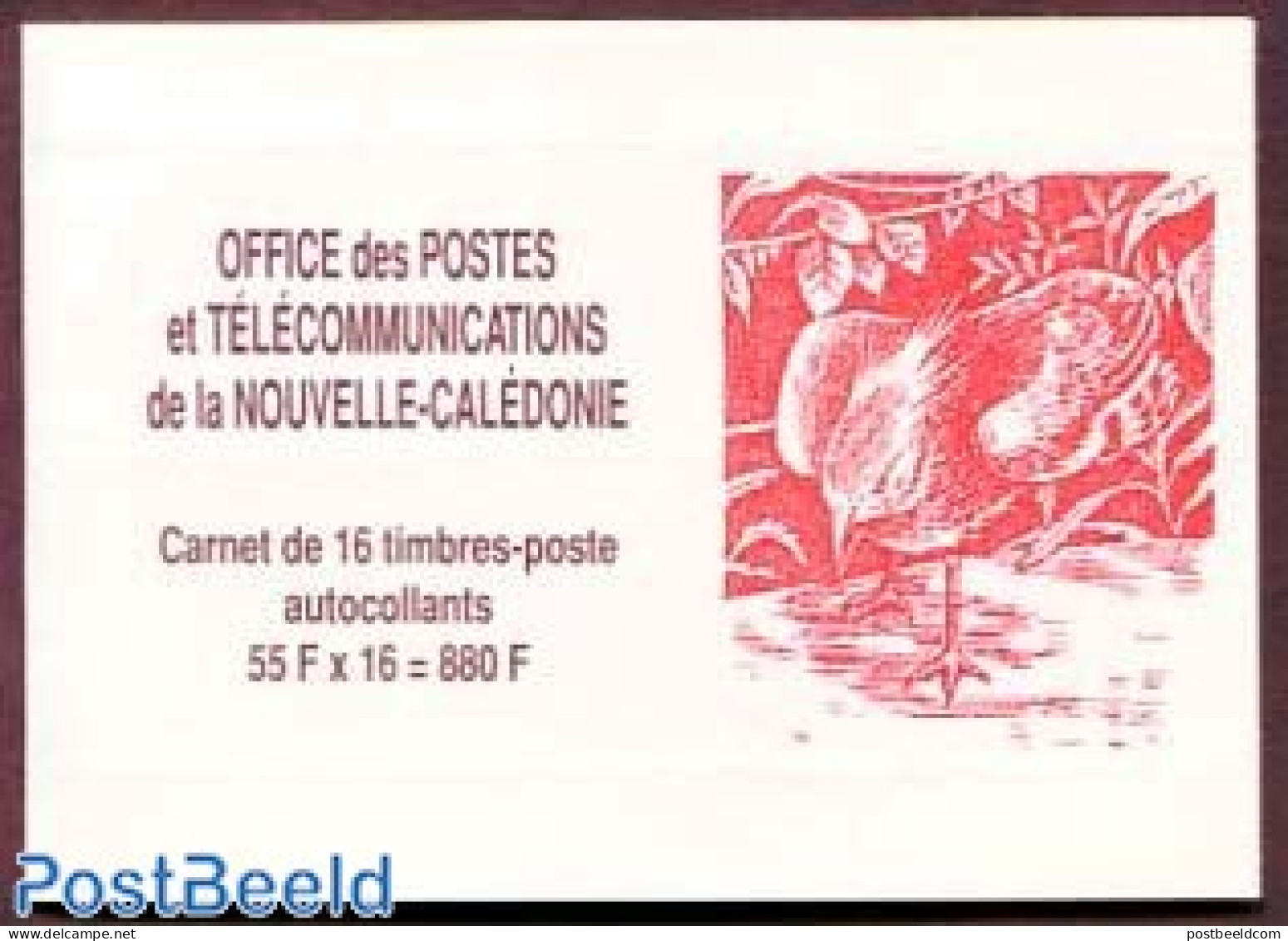New Caledonia 1993 Def., Birds Booklet 16x55F, Mint NH, Stamp Booklets - Neufs