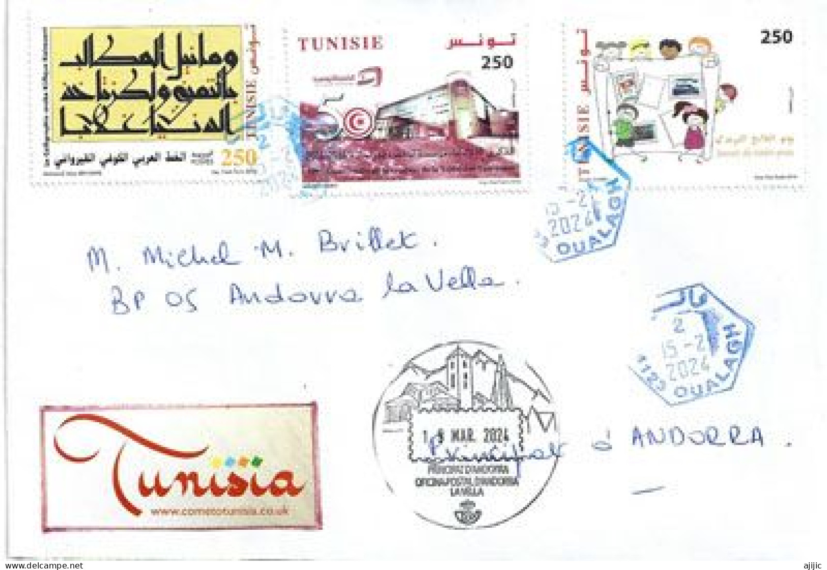 Letter Tunisia 2024,  Sent To Andorra, With Arrival Andorran Postmark - Tunisia (1956-...)