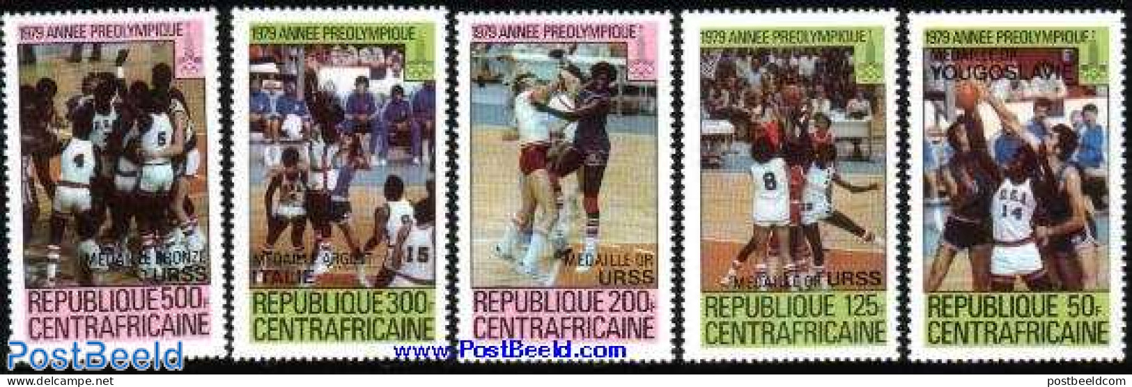 Central Africa 1980 Olympic Winners 5v, Mint NH, Sport - Basketball - Olympic Games - Basket-ball