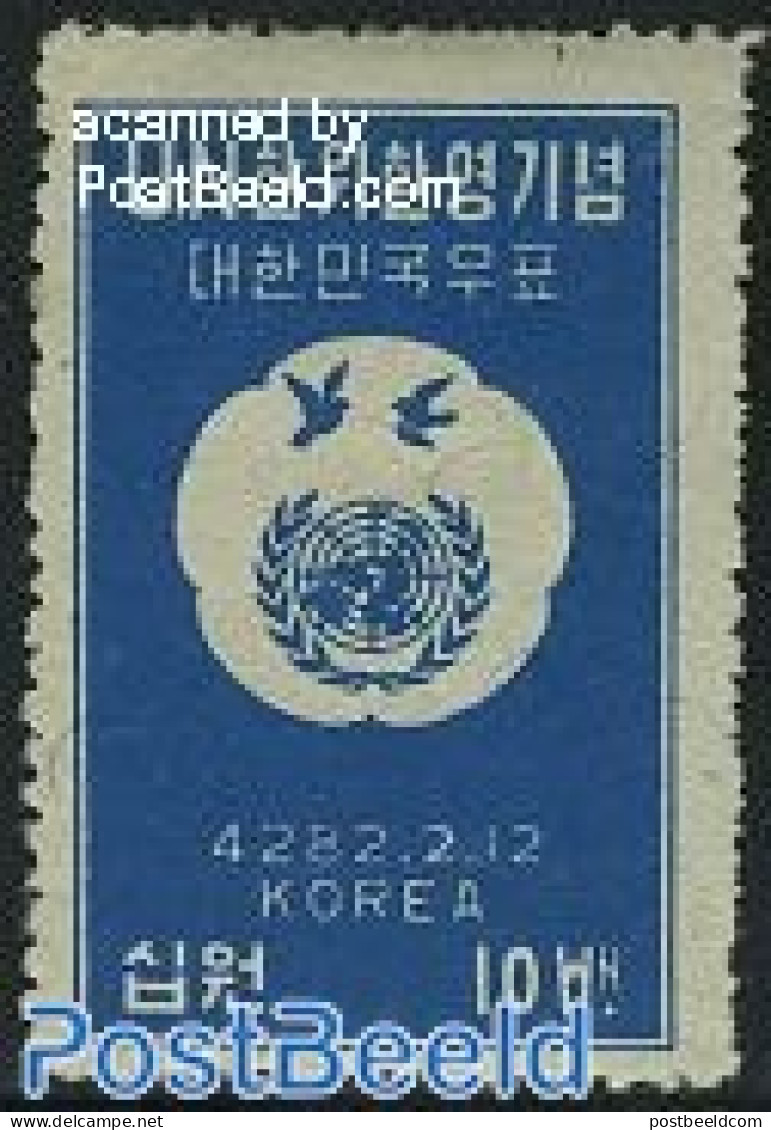 Korea, South 1949 UNO Commission 1v, Mint NH, History - Nature - United Nations - Birds - Corea Del Sur