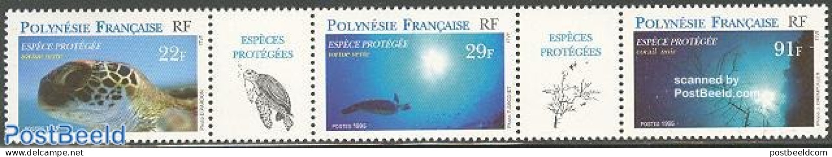 French Polynesia 1995 Protected Animals 3v [:T::T:], Mint NH, Nature - Reptiles - Turtles - Neufs