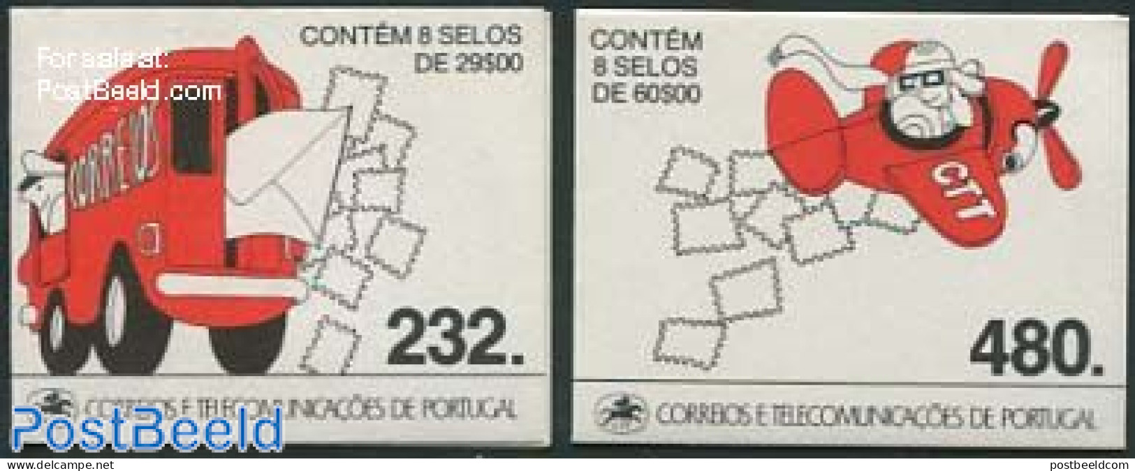 Portugal 1989 Greetings 2 Booklets, Mint NH, Post - Stamp Booklets - Ongebruikt