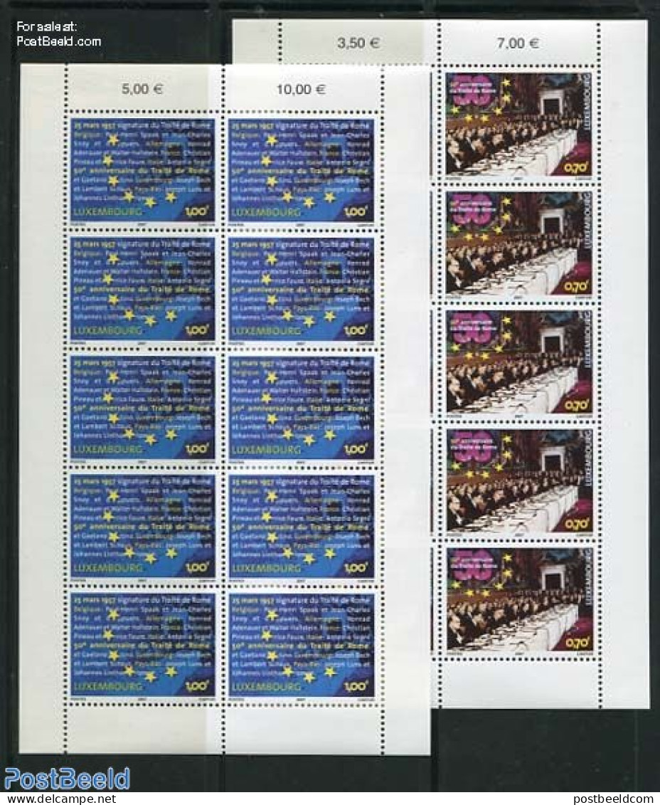 Luxemburg 2007 50 Years Treaty Of Rome 2 M/s, Mint NH, History - Europa Hang-on Issues - Unused Stamps