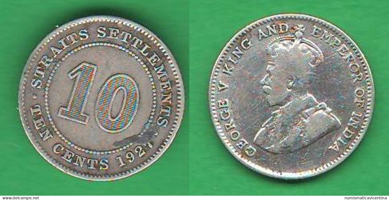 Malaysia 10 Cents 1927 Straits Settlements King George V° Silver Coin C 9 - Maleisië